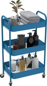 HOMCOM Görgős Segédkocsi 3 Kosárral és Acél Vázal Nappalihoz, Hálószobához, Irodához, Konyhához 45x30.6x79 cm | Aosom