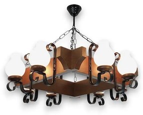 Brilagi - Csillár láncon QUEEN 8xE14/40W/230V bükkfa/dió