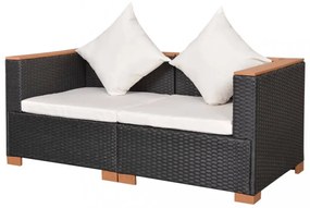 fekete polyrattan kerti kanapé