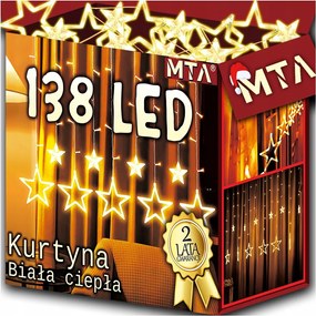 FĂ©nyfĂŒggöny 138LED Csillagok KarĂĄcsonyi lĂĄmpĂĄk KarĂĄcsonyfa girland Ablak