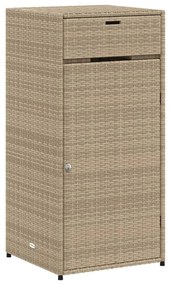 bézs polyrattan kerti tárolószekrény 55 x 55 x 111 cm