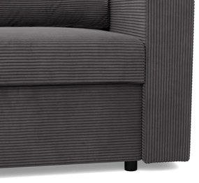 Zeus sarokkanapé, 2 ágyneműtartóval, egyenes kartámasz, kordbársony, univerzális oldal, bonell töltet, szürke