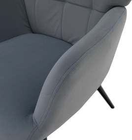 Fotel lábtartóval, szürke Velvet szövet/fekete, HABEN