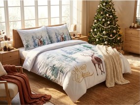 Mikroszatén ágynemű DEER SEASON fehér + 45 x 45 cm párnahuzat ingyen Ágyneműhuzat mérete: 70 x 90 cm | 140 x 200 cm