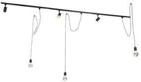 1-fázisú sínrendszer 3 spotlámpával és 3 függőlámpával fekete - Cavalux Jeana