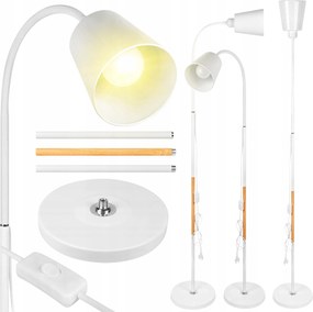 Álló LED-es padlólámpa fehér 170cm Olvasáshoz E27 állítható Fa