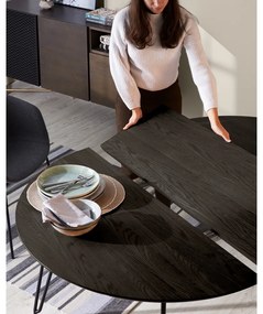 Kerek bővíthető étkezőasztal kőrisfa dekoros asztallappal ø 120 cm Norfort – Kave Home
