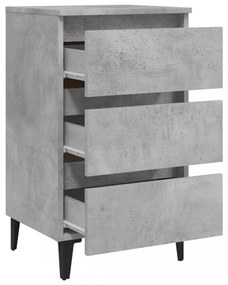 2 db betonszürke éjjeliszekrény fémlábakkal 40 x 35 x 69 cm