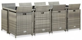 13 részes bézs polyrattan kültéri étkezőszett párnákkal
