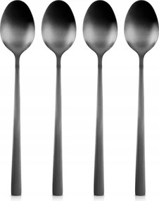 Koktél Kanál Latte Kávéhoz Acél Fekete 4 Db-os Szett