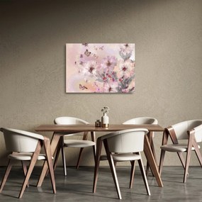 Üveg kép - Művészeti kollázs pillangókkal (70x50 cm)