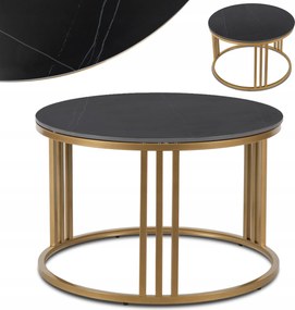 Asztal Nappali Kis Kerek Fekete Márvány Kávé Esküdtszék Korin Ø70