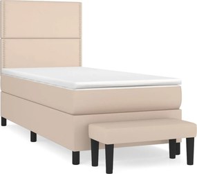 vidaXL cappuccino színű műbőr rugós ágy matraccal 90 x 200 cm