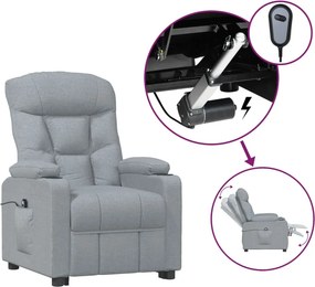 vidaXL világosszürke szövet elektromos dönthető fotel