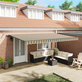 Automatikus Behúzható Napellenző LED-del Zöld és Sárga 500x300 cm