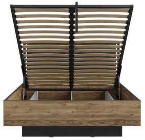 Franciaágy tárolóval OREN 140x200 cm barna/fekete