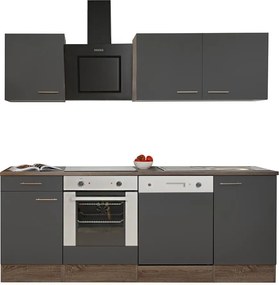 Yorki 220 konyhabútor yorki tölgy korpusz,selyemfényű antracit fronttal alsó sütős elemmel