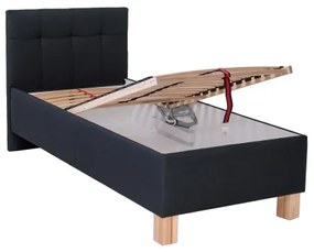 Kárpitozott ágy MARIA ONE 90x200 cm, tárolóval, matrac nélkül, antracit