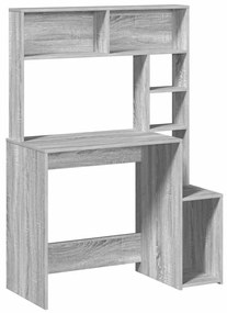 szürke sonoma színű szerelt fa íróasztal polcokkal 100x45x140cm