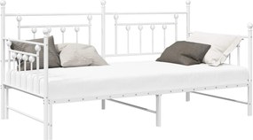vidaXL Nappali ágykeret Fehér 90 x 190 cm Acél