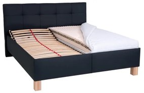 MARIA kárpitozott ágy matraccal és ágyneműtartóval, 180x200 cm, antracit