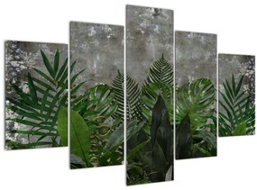 Kép - Betonfal növényekkel (150x105 cm)