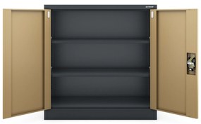 Alacsony fém irattartó szekrény BEATA, 900 x 930 x 400 mm, Eco Design: antracit/ dió