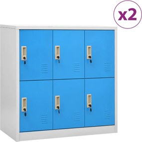 vidaXL 2 db világosszürke-kék acél zárható szekrény 90 x 45 x 92,5 cm