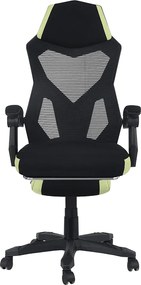 Irodai/gamer szék, fekete/zöld, teherbírás 150 kg, JORIK