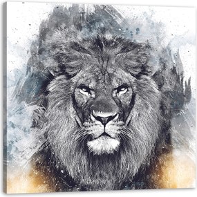 Vászonkép Absztrakt Fekete Veszélyes Oroszlán 80X80 cm Ajándéknak is tökéletes
