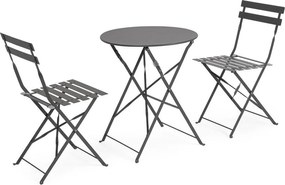 Antracitszürke acél kétszemélyes kerti étkezőgarnitúra Austin – Bizzotto