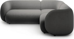 Sötétszürke bársony sarokkanapé (jobb oldali-L alakú) Kate – Micadoni