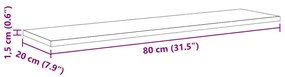 Polcos könyvespolc 4 pcs Fekete 80 x 20 x 1.5 cm Faanyag
