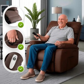 Elektromosan Vezérelhető Masszázsfunkciós Relaxfotel Fotel Barna Színben. BRUCE