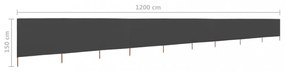 antracitszürke szövet 9-paneles szélfogó 1200 x 120 cm