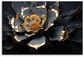 Gario Vászonkép Arany fekete virág Méret: 100 x 70 cm
