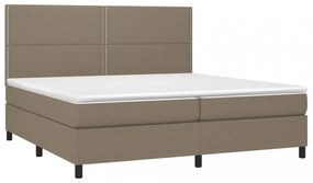 tópszínű szövet rugós és LED-es ágy matraccal 200 x 200 cm