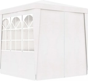 fehér rendezvénysátor oldalfalakkal 2,5 x 2,5 m 90 g/m²