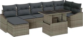 vidaXL Kerti Kanapé Szett párnával tárolóval 8 pcs Szürke polirattan