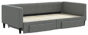 sötétszürke kihúzható szövetheverő fiókokkal 100 x 200 cm