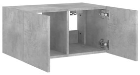 betonszürke falra szerelhető TV-szekrény LED-del 60x35x31 cm