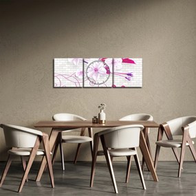 Virággal ellátott gally képe (órával) (90x30 cm)