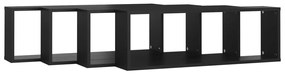 4 db fekete szerelt fa fali kockapolc 80 x 15 x 26,5 cm