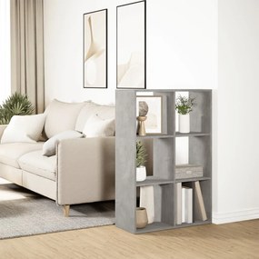 betonszürke szerelt fa elválasztó könyvespolc 69,5x29x103,5 cm