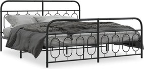 vidaXL fekete fém ágykeret fej- és lábtámlával 183 x 213 cm