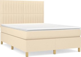 vidaXL krémszínű szövet rugós ágy matraccal 140 x 190 cm