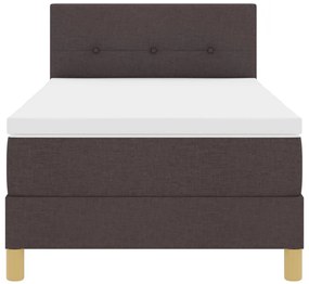 Boxspring ágy matraccal &amp; LED sötét barna 90x200 cm szövet