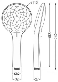 Mexen tartozékok - R74 Circle kézizuhanyfej, 3 funkciós, króm / fehér, 79574-00
