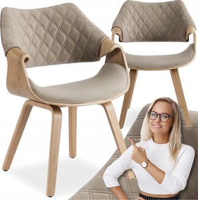 Hajlított velúr konyhai fa szék étkező nappaliba Bézs Luise tölgy