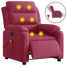 bordó bársony elektromos dönthető masszázsfotel